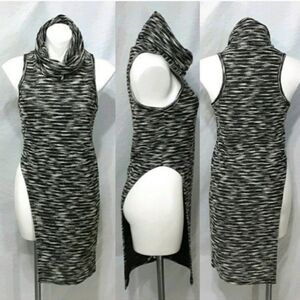 Windsor Mock Neck Ribbed Knit Tank Top M Cutout Sides Fitted Tunic Zebra Print